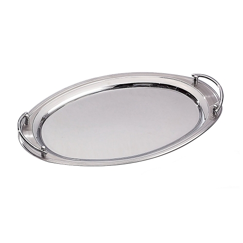 Oval Tray with Handles 22\ Dimensions:  22\ Length x 13\ Width 
Materials:  Silver Plate


