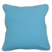 Large Baby Blue Pillow Cover with Natural Trim