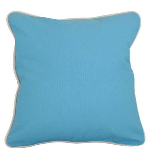 Large Baby Blue Pillow Cover with Natural Trim