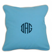 Large Baby Blue Pillow Cover with Natural Trim