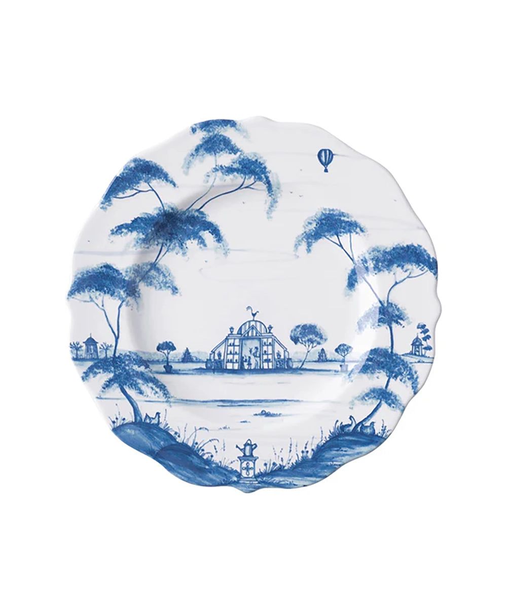 thumbnail image 2 of Caspari Linen Border Disposable Paper Dinner Plates In Blue II - 8 Per... 2 of 12