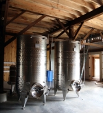 Upclose with the wine vats.