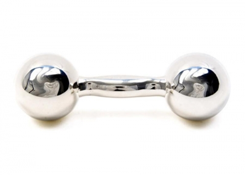 Harmony Ball Barbell Rattle 1.75\ x 5\ x 1.75\
German Silver

Sterling Silver Care: 

Wash your sterling silver in warm water, using mild soap and a soft cloth. Dry with a soft cloth. Your sterling silver should never be exposed to an open flame or excessive heat.

Store your sterling silver trays flat, cups upright, etc. to prevent warping. Do not wrap sterling silver in anything other than the original wrapping to prevent scratching. With proper care, your sterling silver will last for generations. Never put sterling silver in a dishwasher. Hand wash only.