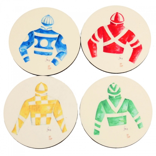 LVH Round Jockey Silks Coasters, Set Of Four 3.75\ Diameter 
Sandstone Coasters
Set of 4 

Design:  Jockey Silks, Round 

Customize this item with your own idea. Special order multiple sets.  