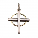 Small Sterling/18k Celtic Cross Pendant Necklace 1\ x 3/4\
Sterling Silver with 18k Gold Circle Accent

Handmade piece by artist Dennis Meade
Includes Silver Chain