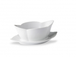 White Fluted Gravy Boat with Stand 18.5 Ounces




