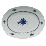 Chinese Bouquet Black Sapphire Oval Platter 17\ Length x 12.5\ Width