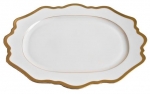 Antique White with Gold Oval Platter 13 3/4\ 13.75\ Length x 10.5\ Width





