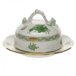 Chinese Bouquet Green Covered Butter Dish 3.5\ Height
6\ Diameter


