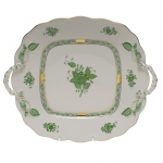 Chinese Bouquet Green Square Cake Plate 