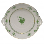 Chinese Bouquet Green Chop Plate with Handles 12\ Diameter


