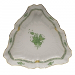 Chinese Bouquet Green Triangle Dish 9 1/2\ 9.5\ Length


