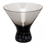 Pebbles Smoke Stemless Martini Glass Using the Whisky pattern shape as a starting point, Moser’s Master Engravers have come up with a whimsical pattern called \Pebbles\. Evocative of both small stones and little chunks of ice, Pebbles has become one of the most popular Moser barware patterns. 

After generating much acclaim as an accent on barware, the Pebbles pattern, evocative of small stones or little pieces of ice, has found a new home on stemware. 
