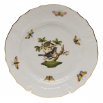 Rothschild Bird Bread and Butter Plate, Motif #1 Many connoisseurs consider this pattern, first created in 1850 for the Rothschild family of Europe, to be the epitome of hand painting on porcelain. Twelve different motifs portray a 19th century tale about Baroness Rothschild, who lost her pearl necklace in the garden of her Vienna residence. Several days later it was found by her gardener, who saw birds playing with it in a tree. 

