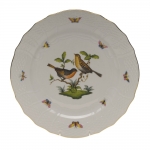 Rothschild Bird Service Plate, Motif #9 Many connoisseurs consider this pattern, first created in 1850 for the Rothschild family of Europe, to be the epitome of hand painting on porcelain. Twelve different motifs portray a 19th century tale about Baroness Rothschild, who lost her pearl necklace in the garden of her Vienna residence. Several days later it was found by her gardener, who saw birds playing with it in a tree. 
