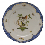 Rothschild Bird Blue Border Service Plate, Motif #3 The well-known Rothschild Bird design is made even more elaborate and elegant with the addition of a scalloped blue edge treatment bordered in 24kt gold. 