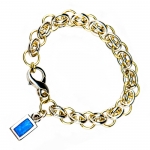 Solstice Bracelet with Enamel Tag 8\ chain
18kt Yellow Gold and Sterling Silver
Enamel Tag
