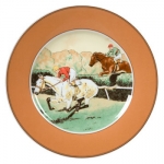 Steeplechase Salad Plate Another charming exclusive from L.V. Harkness, taken from antique prints found in a favorite print shop in Paris.  The perfect pattern for casual entertaining, equestrian enthusiast or not!