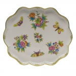 Queen Victoria Green Scalloped Tray 11 1/4\ 11.25\ Length x 9.5\ Width