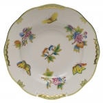 Queen Victoria Green Rim Soup Plate The original set, introduced in 1851 at the First World Exhibition in London, was purchased by Queen Victoria herself. Subsequently named for her, this Chinese-influenced pattern demands the skills of Herend\'s most talented and experienced painters. 

