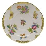 Queen Victoria Green Salad Plate The original set, introduced in 1851 at the First World Exhibition in London, was purchased by Queen Victoria herself. Subsequently named for her, this Chinese-influenced pattern demands the skills of Herend\'s most talented and experienced painters. 
