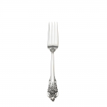 Grande Baroque Sterling Dinner  Fork Styled in the lavish Baroque manner, this highly collectible pattern is our best seller. Introduced in 1941, it captures classic symbols of the Renaissance in the exquisitely carved pillar and acanthus leaf curved as in nature. The sculptural, hand-wrought quality is evident in the playful open work and intricate, three-dimensional detail, which carries to the functional bowls and tines, and is apparent whether viewed in front, back, or profile. Perfect for traditional and formal settings.

Polish your sterling silver once or twice a year, whether or not it has been used regularly. Hand wash and dry immediately with a chamois or soft cotton cloth to avoid spotting.
