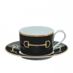 Cheval Black Tea Cup and Saucer 8 Ounces
