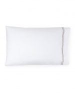 Grande Hotel White/Grey Standard Pillowcases, Pair 22\ x 33\

Fabrication:
Percale with double-row of satin stitch embroidery
Duvet Cover: U-Shape on top of bed
Shams: 4-sides
Flat Sheet and Pillowcases: Along cuff

Finishing:
Knife-edge hem on Duvet Covers
Classic-style flanges, approximate measurements:
Shams: 3-inches; Boudoir: 2-inches
Flat Sheet and Pillowcase cuffs: 4-inches

Hem:
Plain