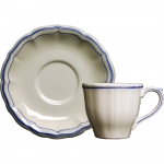 Filet Blue Tea Cup and Saucer, Pair 
