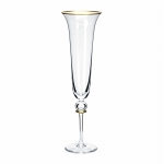  Juwel-Gold Champagne Flute A fine, 24k gold rim enhances the perimeter of the Juwel handcut glassware while a hollow sphere underscored by yet another gold rim perches at the top of the stem.

Please call store for delivery timing.