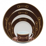 Cheval Chestnut Brown Five Piece Place Setting Dinner Plate: 10.6\ Diameter
Salad Plate: 8\ Diameter
Bread and Butter Plate:6.5\ Diameter
Tea Cup and Saucer: 8 Ounces

Also available in black (134180)