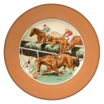 Steeplechase Salad Plate  Another charming exclusive from L.V. Harkness, taken from antique prints found in a favorite print shop in Paris.  The perfect pattern for casual entertaining, equestrian enthusiast or not!