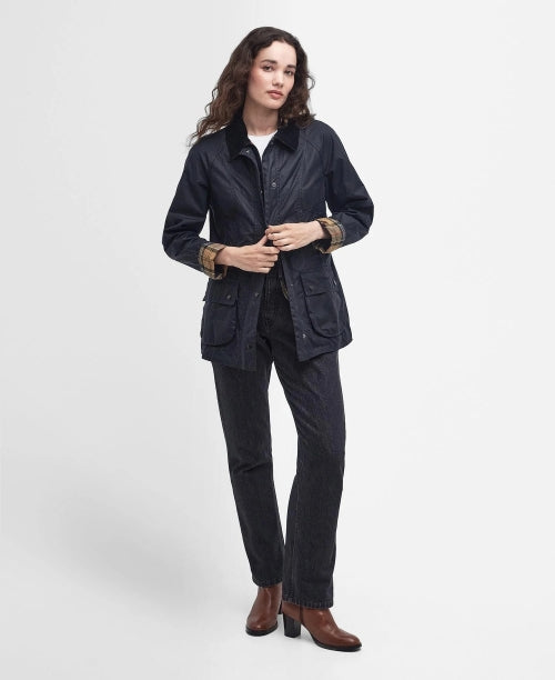 Beadnell Waxed Jacket - Navy - 10