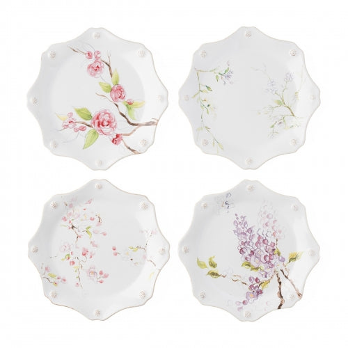 Floral Sketch Assorted Salad/Dessert Plates, Set of 4