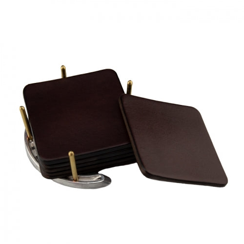 Leather Coasters on Horseshoe Base, Set of 6