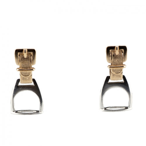 Sterling and Gold Stirrup Pendant Earrings