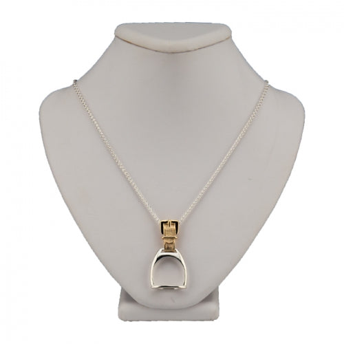 Sterling Silver and Gold Stirrup Pendant Necklace