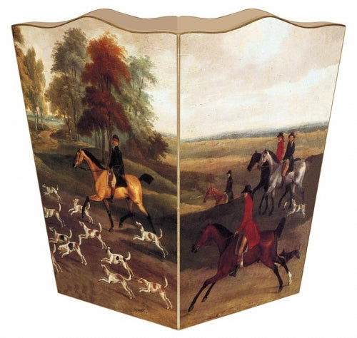 Fox Hunt Wood Wastepaper Basket