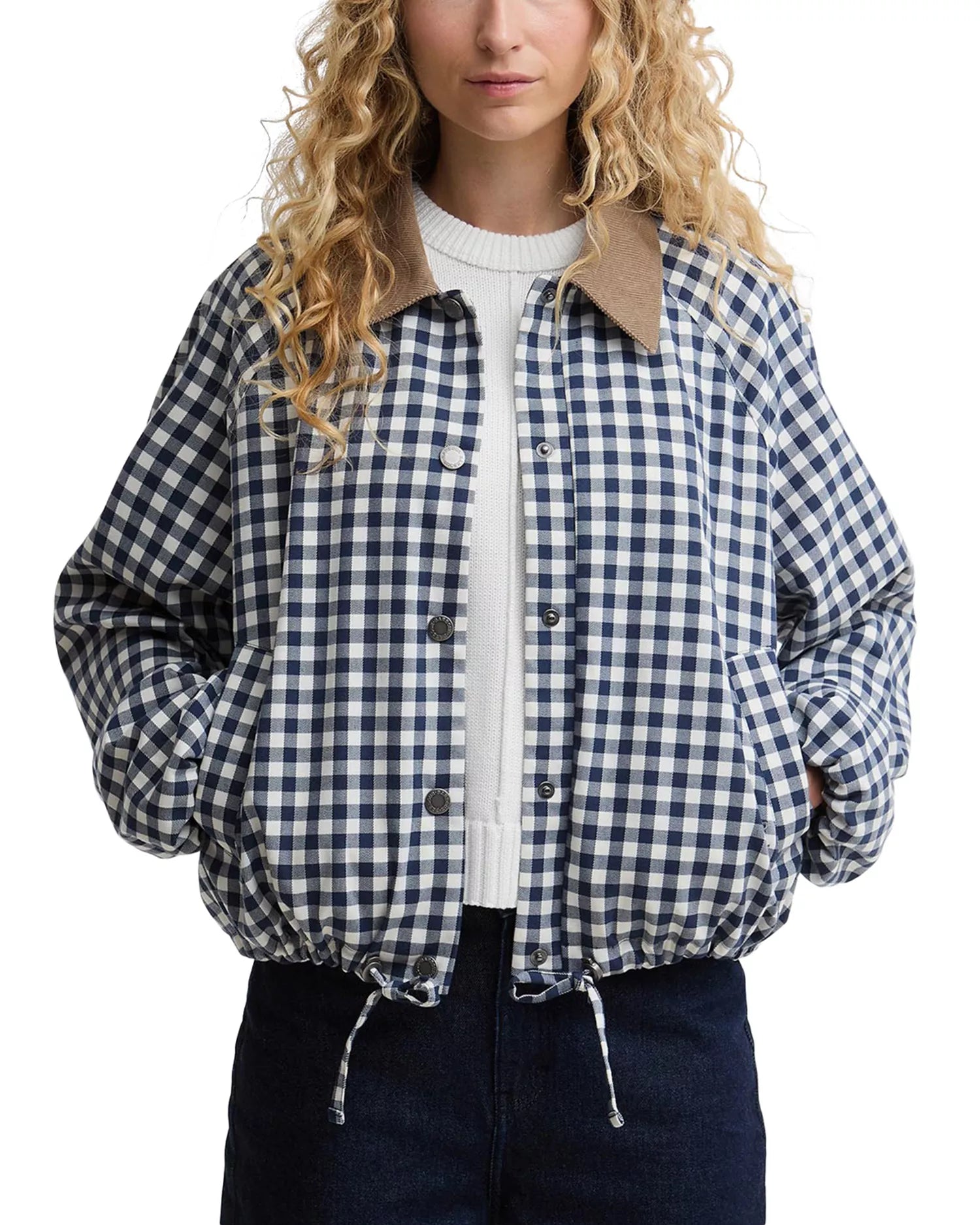 Ovingham Casual Jacket - Gingham Navy / Neutral