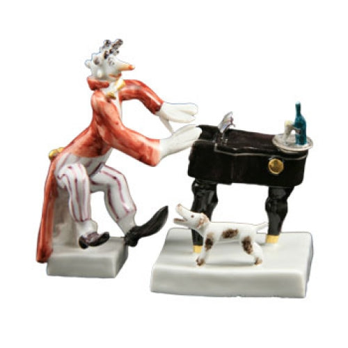 Piano with Dog Figurine