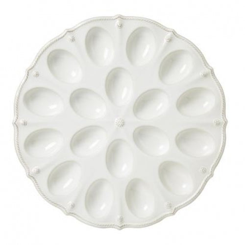 Berry & Thread Whitewash Deviled Egg Platter 13 3/4"