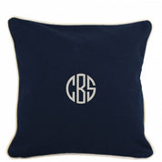 Navy Pillow with Natural Trim