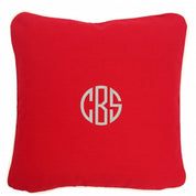 Large Red Pillow with Natural Trim