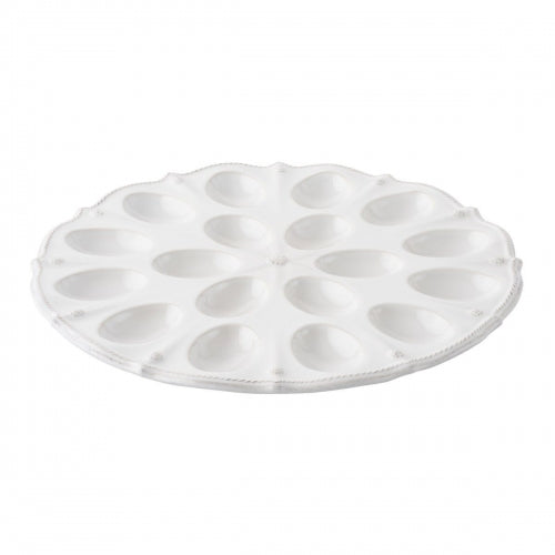 Berry & Thread Whitewash Deviled Egg Platter 13 3/4"