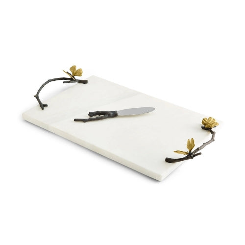 Butterfly Ginkgo Cheese Board w/ Knife - Marble