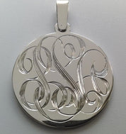 Hand-Engraved Sterling Silver Disc Pendant - Large