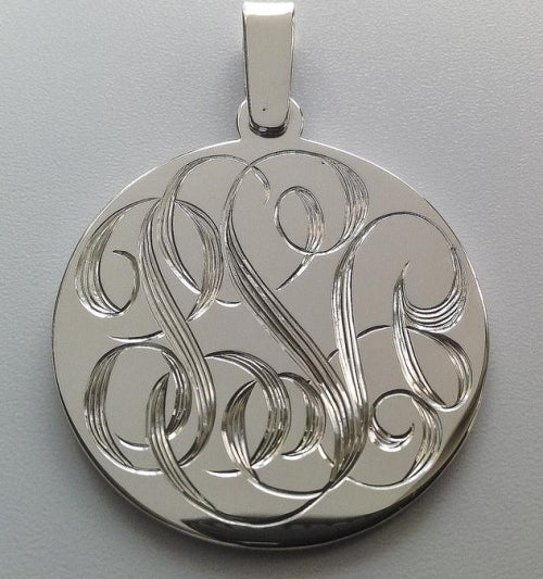 Hand-Engraved Sterling Silver Disc Pendant - Large