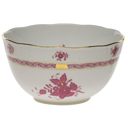 Chinese Bouquet Raspberry Round Bowl 7 1/2"