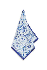 Azulejos Tile Linen Napkin - Blue & White - 20 x 20"
