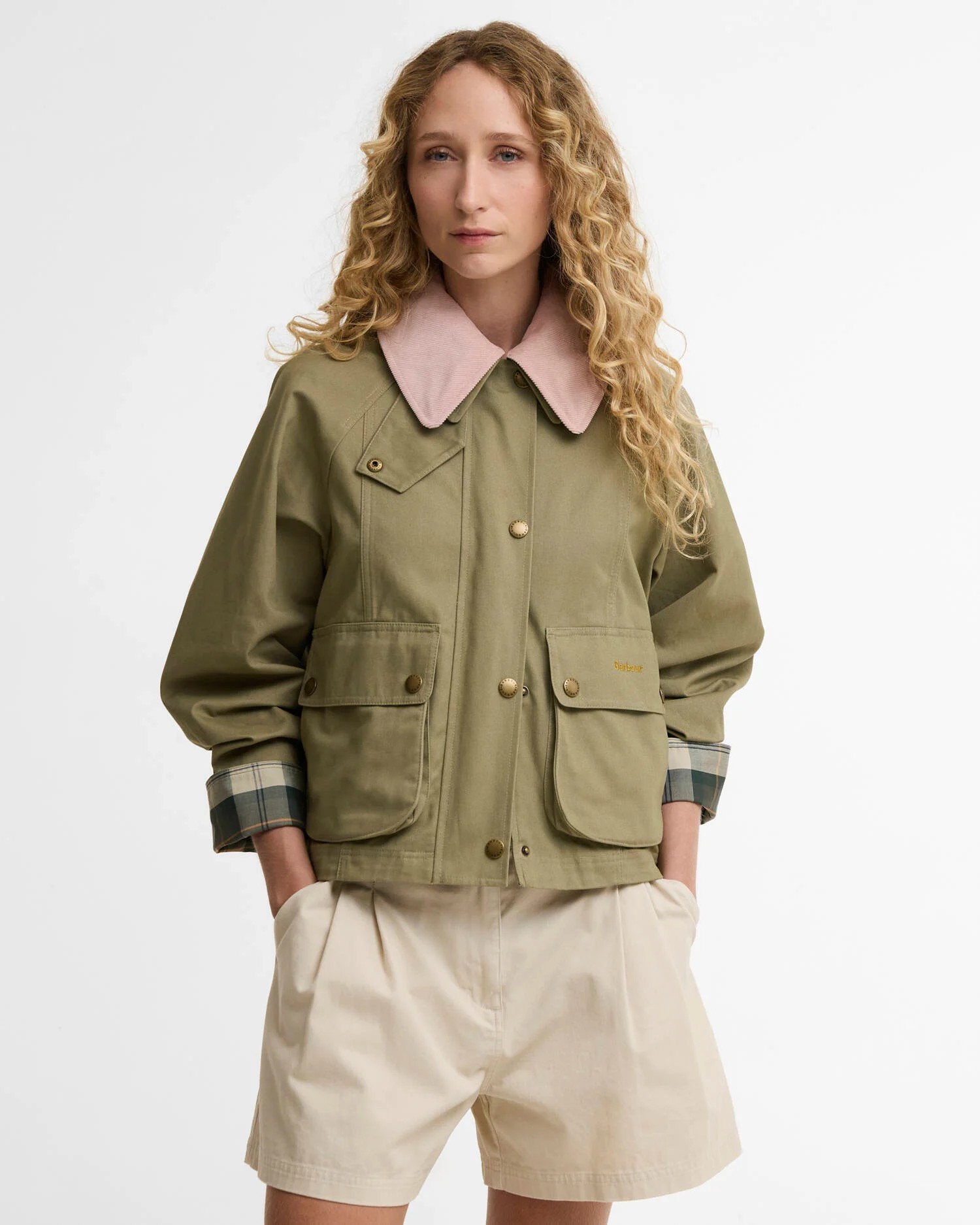 Cropped Beadnell Casual Jacket - Bleached Olive/Ancient